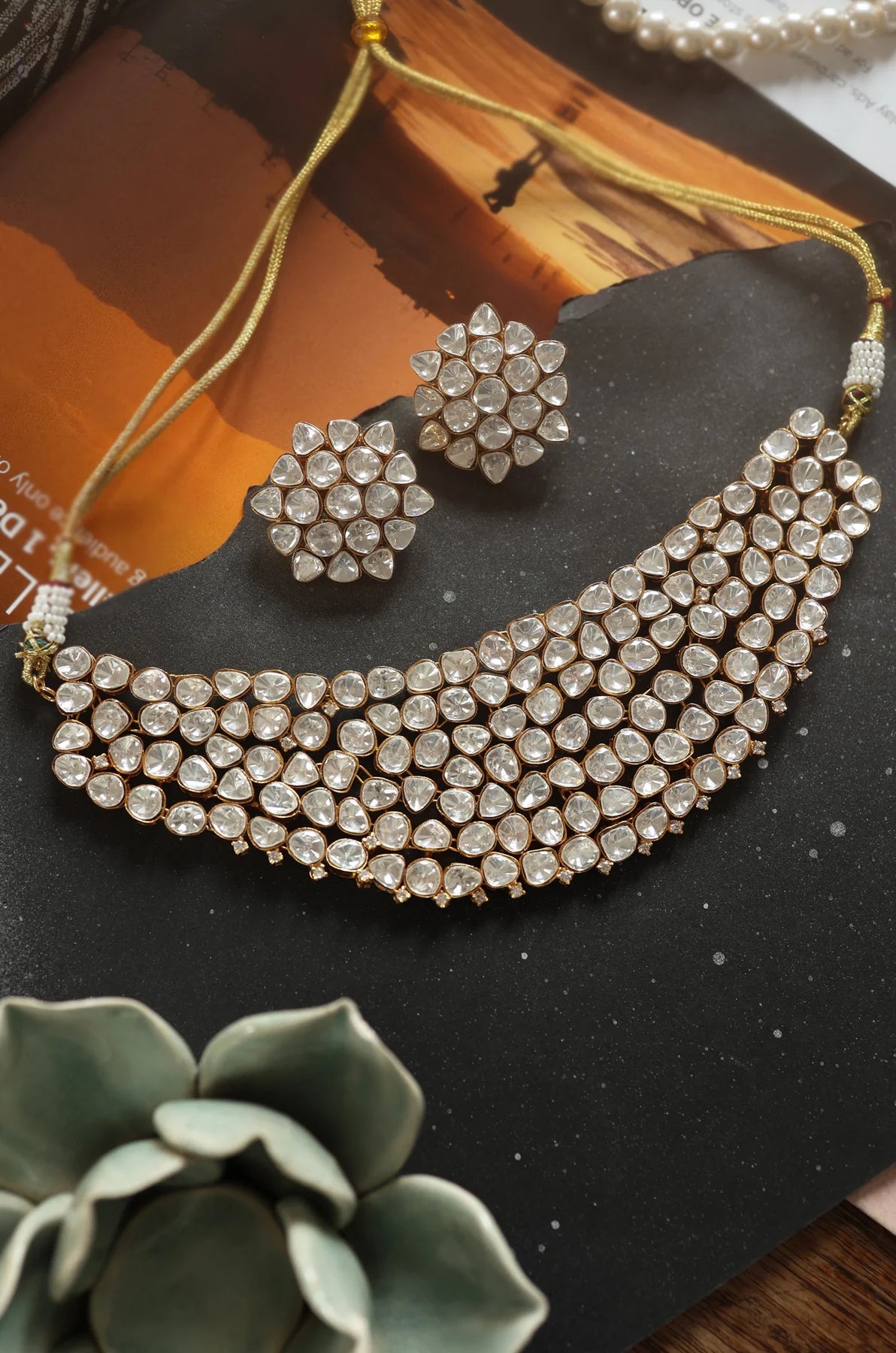 Ragaz Gold Polki Necklace Set