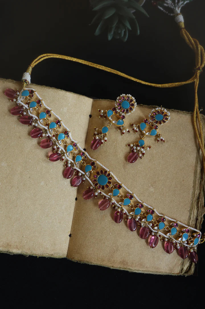 Brooke Pink Kundan Necklace Set