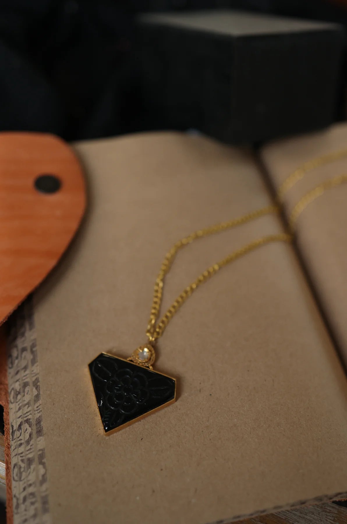 Thea Black Pendant Necklace