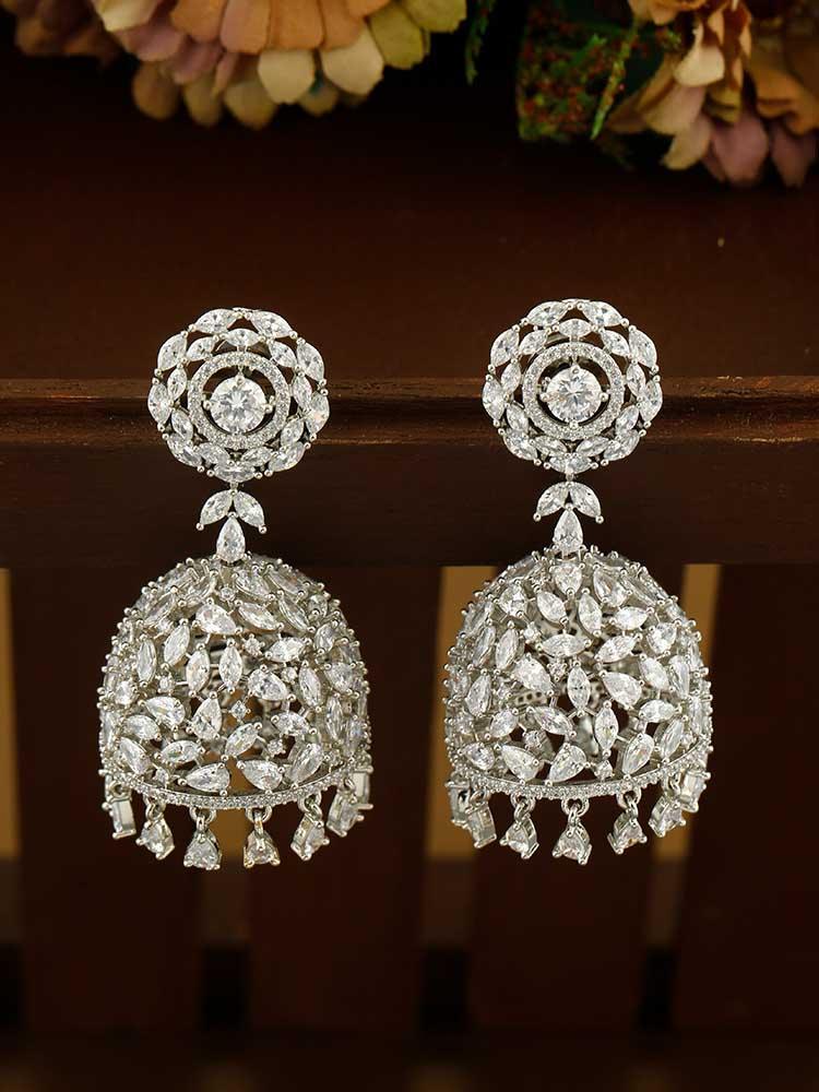 SILVER AMARA ZIRCONIA JHUMKIS