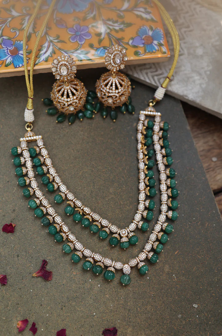 Aynika Green Zirconia Necklace Set