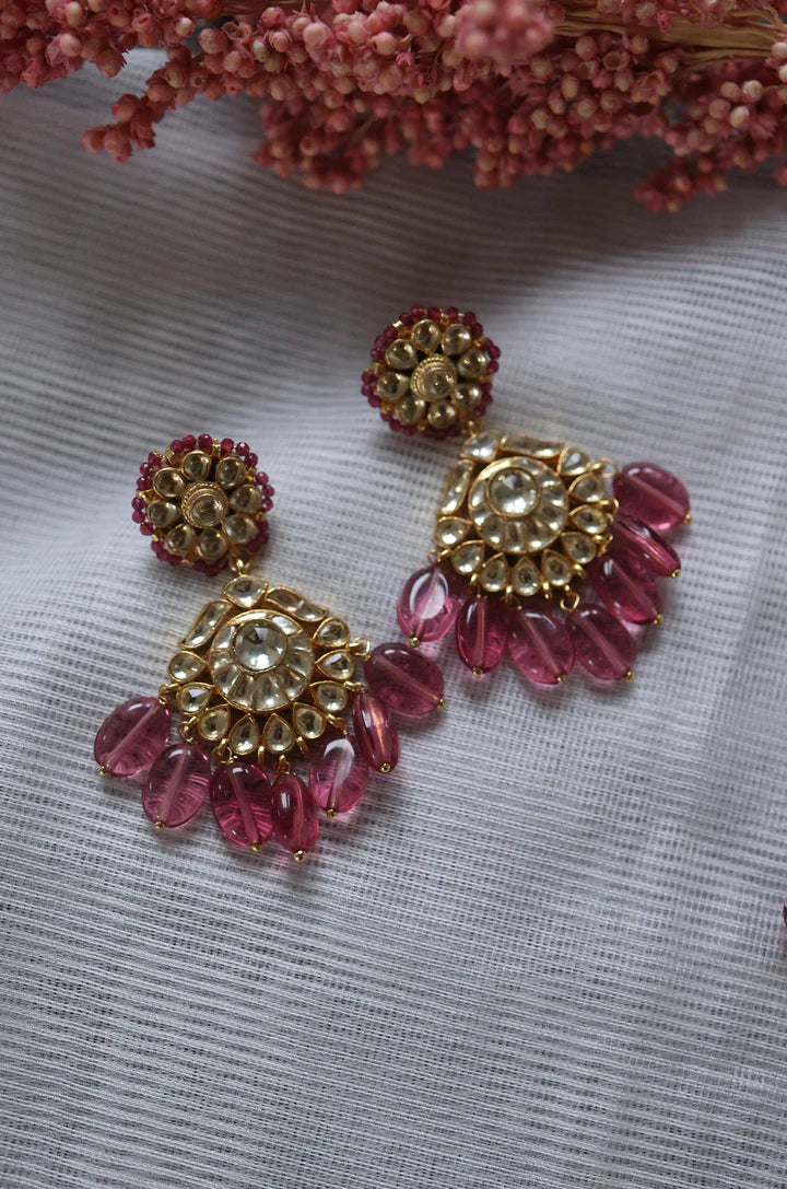 Askka Pink Kundan Necklace Set