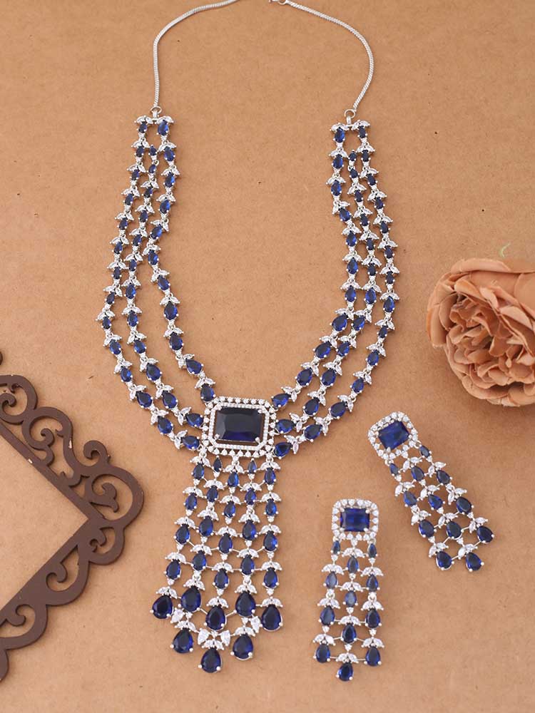 NAVY SAESHA ZIRCONIA JEWELLERY SET