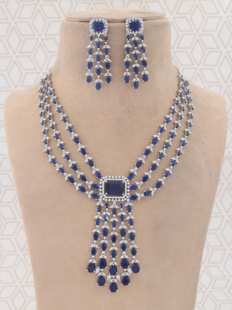 NAVY SAESHA ZIRCONIA JEWELLERY SET