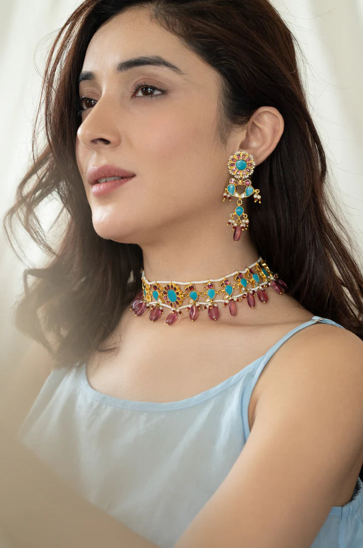 Brooke Pink Kundan Necklace Set