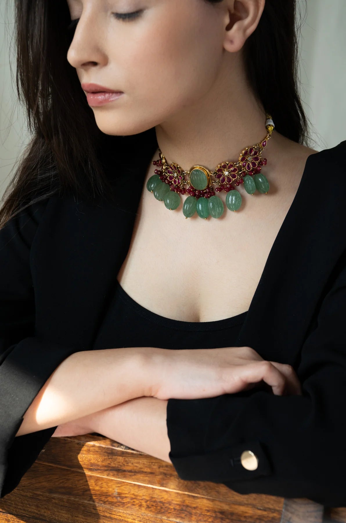 Capri Green Stone Necklace Set