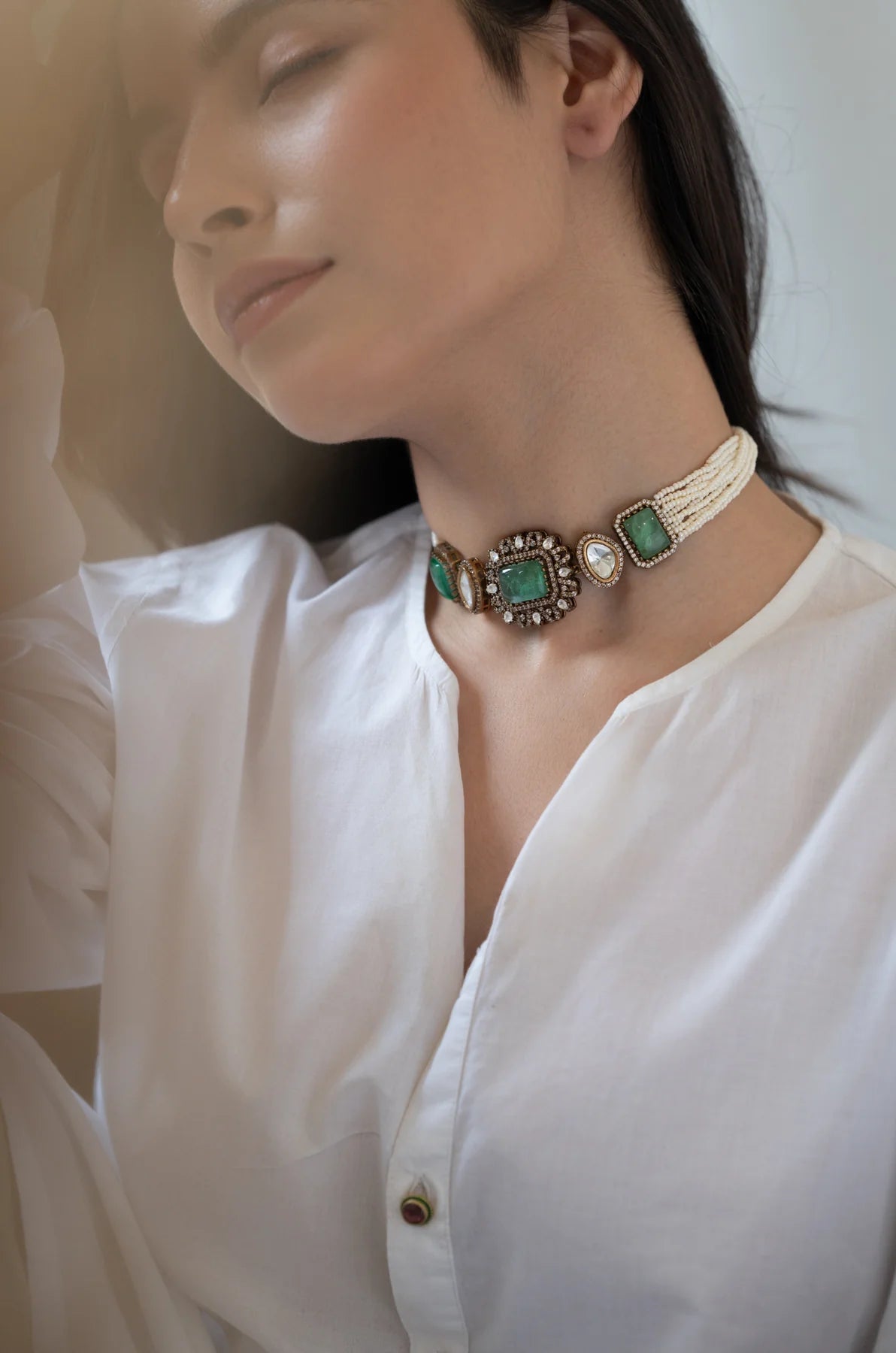 Azari Mint Polki Necklace Set