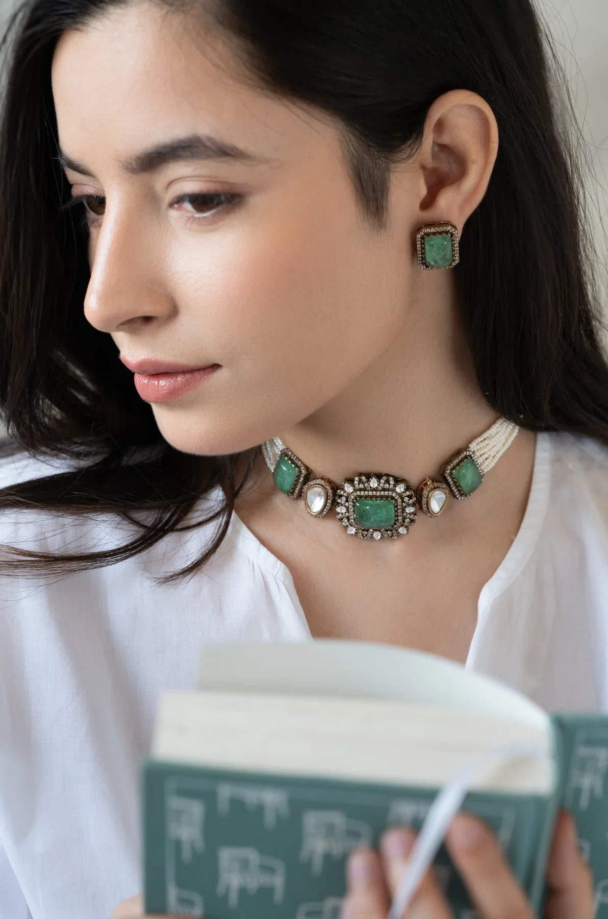 Azari Mint Polki Necklace Set