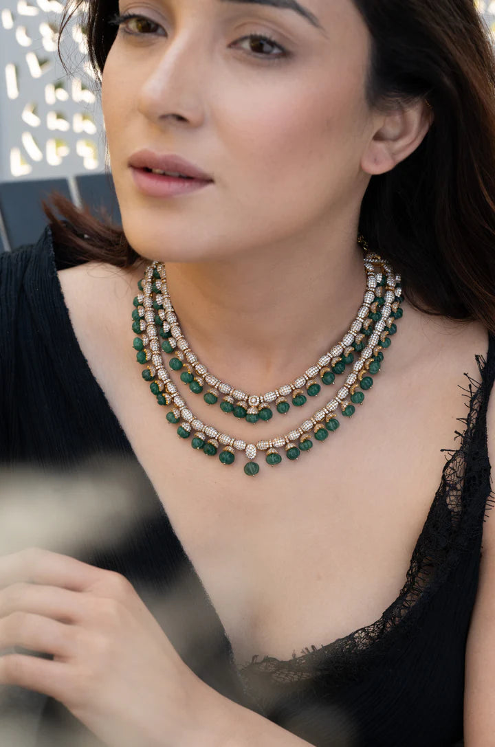 Aynika Green Zirconia Necklace Set