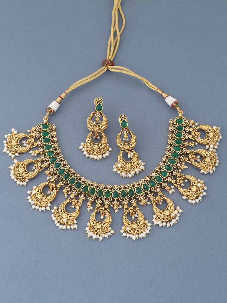 Emerald Amulya Antique Jewellery Set