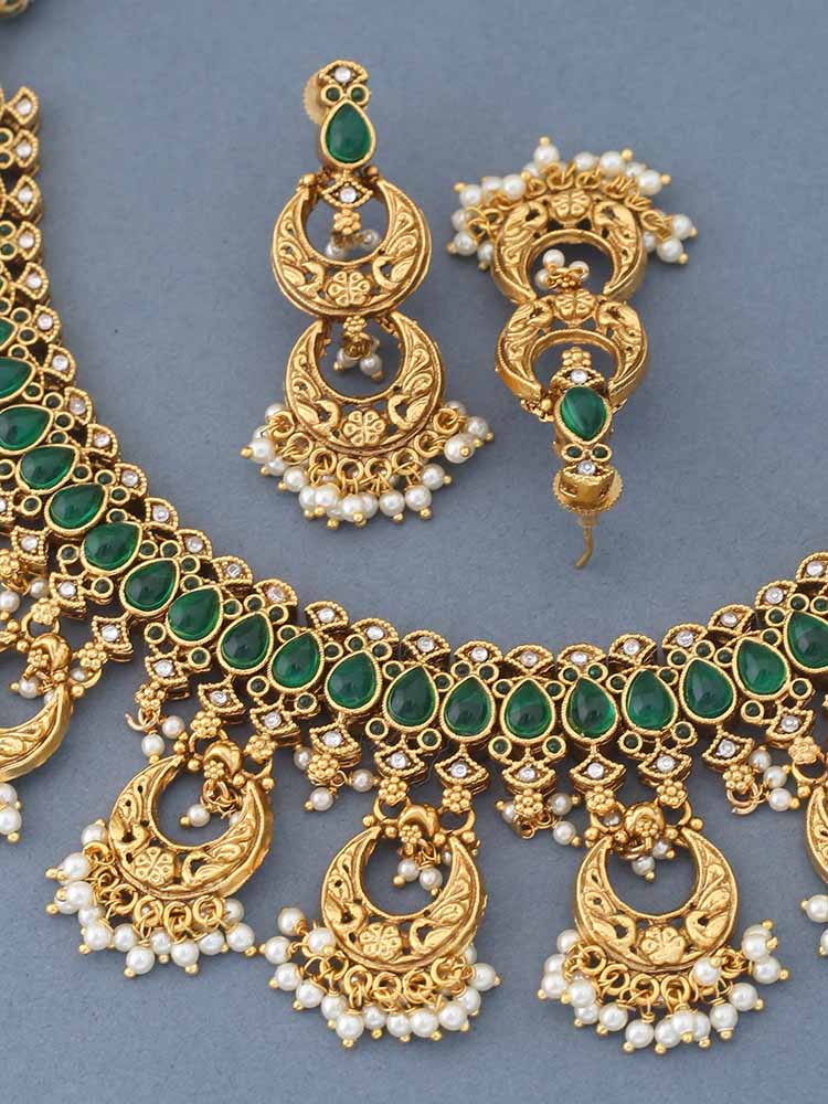 Emerald Amulya Antique Jewellery Set