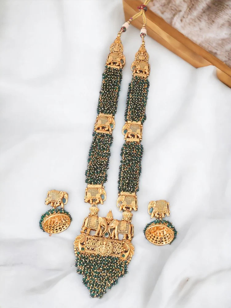 EMERALD ATULYA TEMPLE JEWELLERY SET