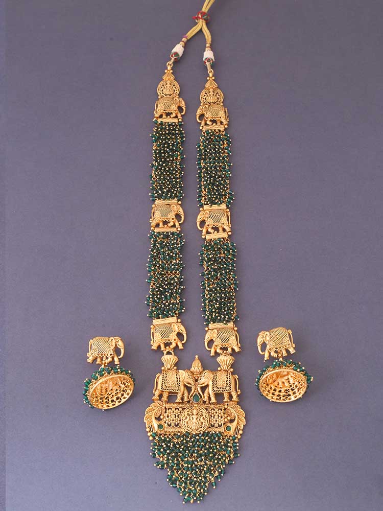 EMERALD ATULYA TEMPLE JEWELLERY SET