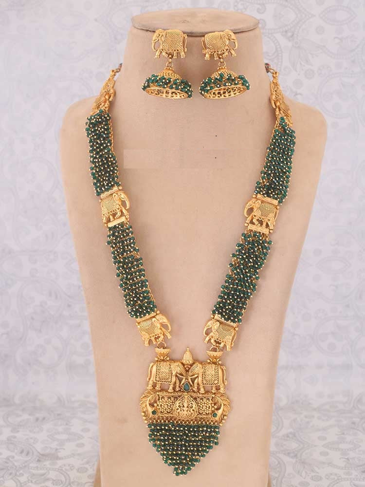 EMERALD ATULYA TEMPLE JEWELLERY SET