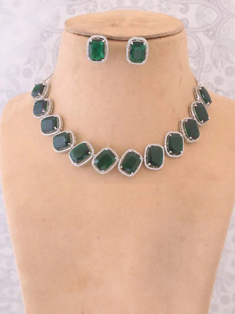 EMERALD CAUVERY ZIRCONIA JEWELLERY SET