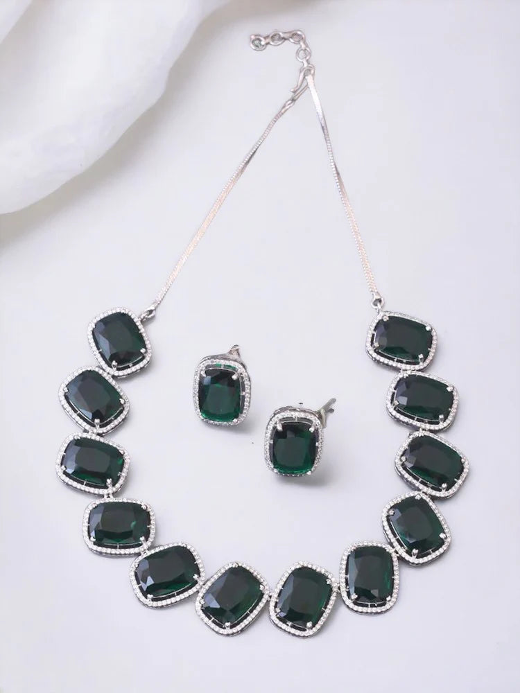 EMERALD CAUVERY ZIRCONIA JEWELLERY SET