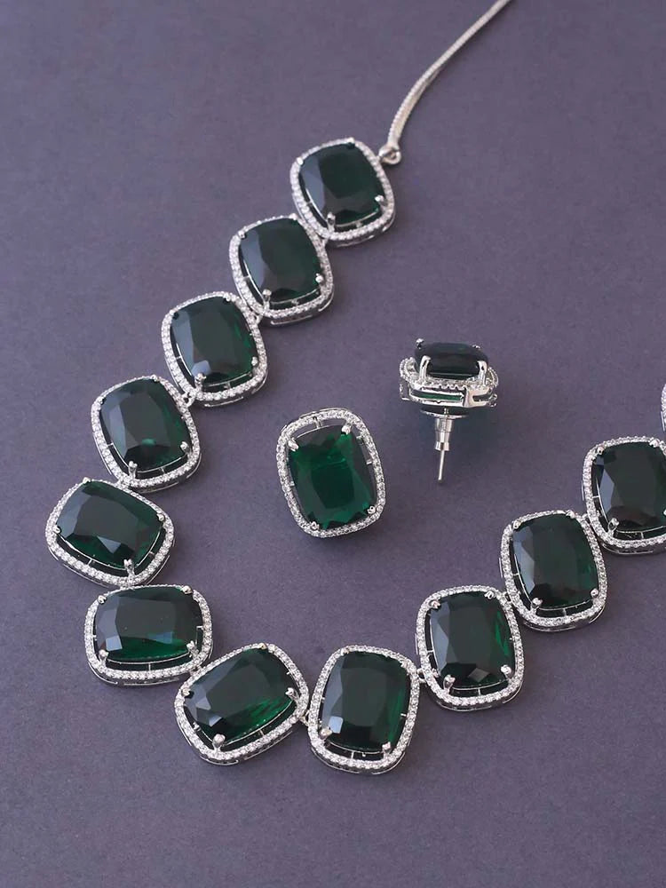 EMERALD CAUVERY ZIRCONIA JEWELLERY SET