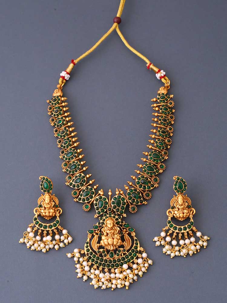 Emerald Indra Temple Jewellery Set