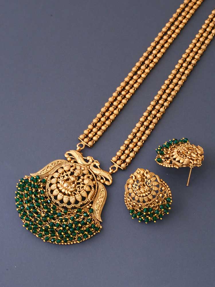 Emerald Uma Temple Jewellery Set