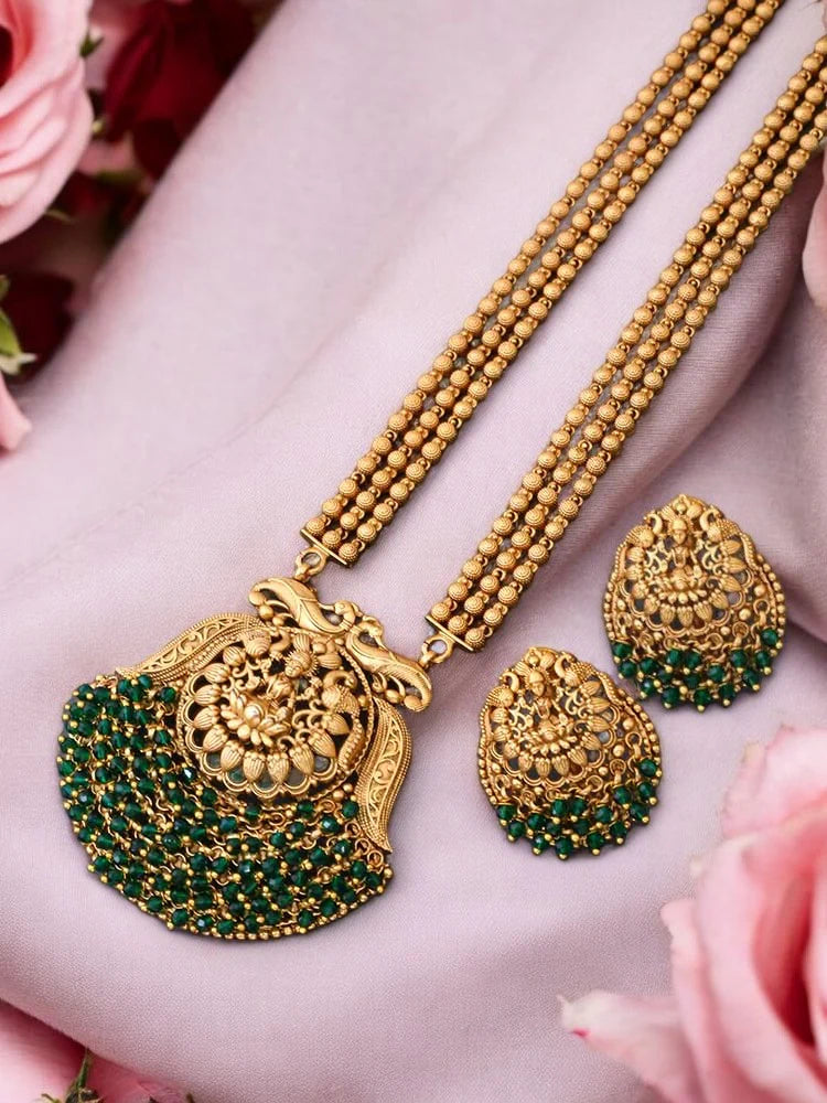 Emerald Uma Temple Jewellery Set