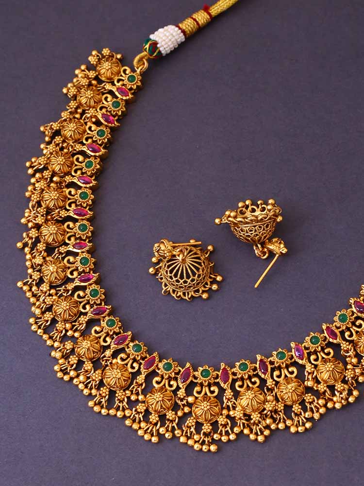 Golden Akash Antique Jewellery Set