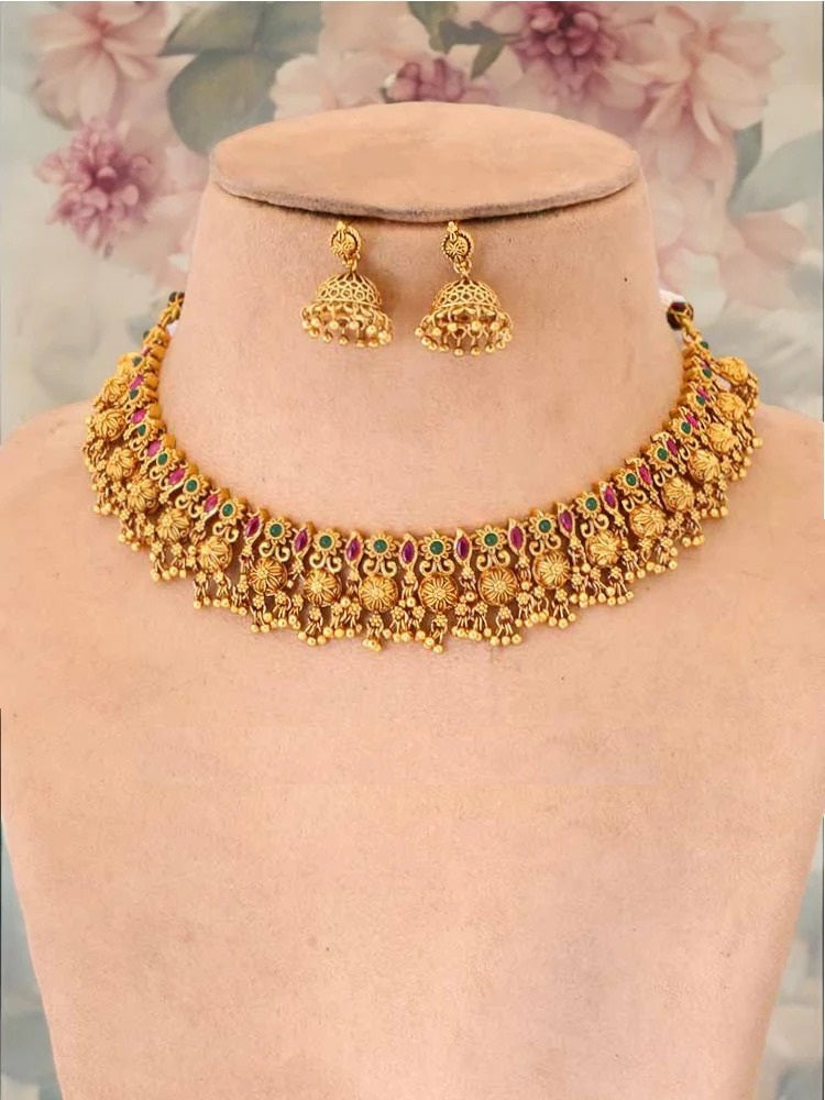 Golden Akash Antique Jewellery Set