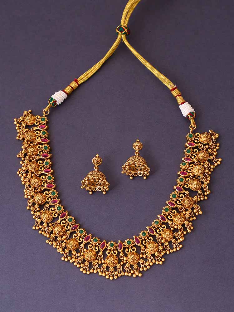 Golden Akash Antique Jewellery Set