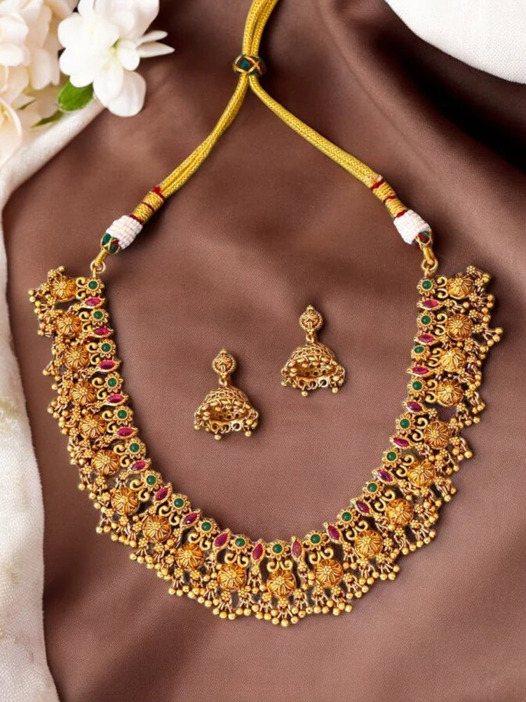 Golden Akash Antique Jewellery Set