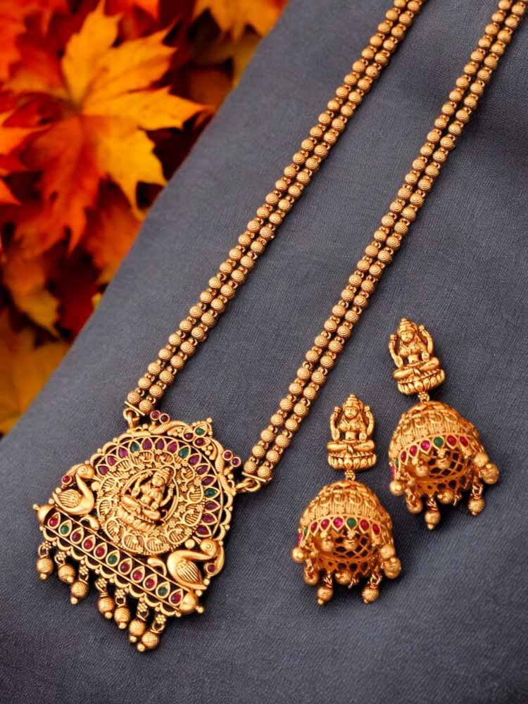 Golden Amba Temple Jewellery Set