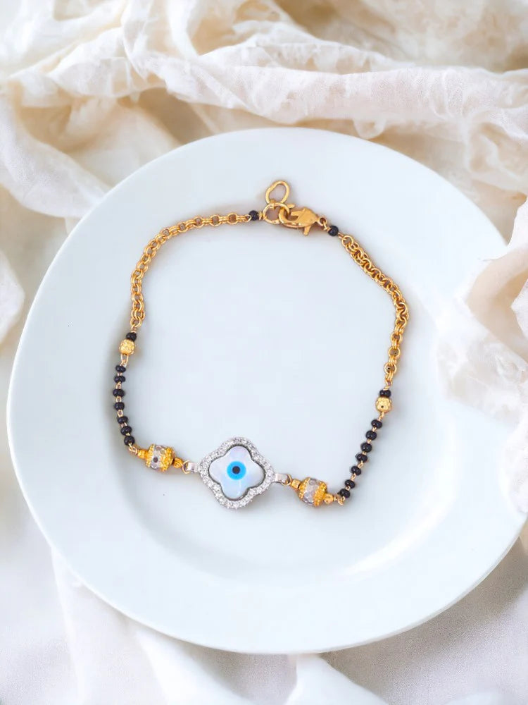 GOLDEN CAITRI EYE EVIL MANGALSUTRA BRACELET