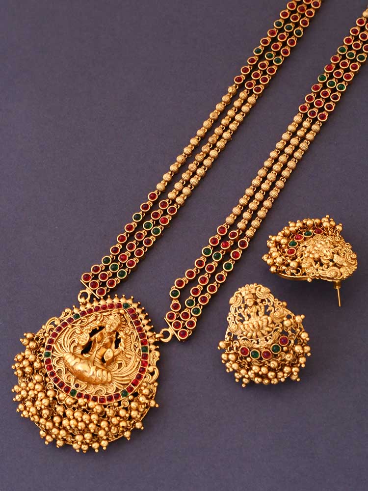 Golden Chinnamasta Temple Jewellery Set