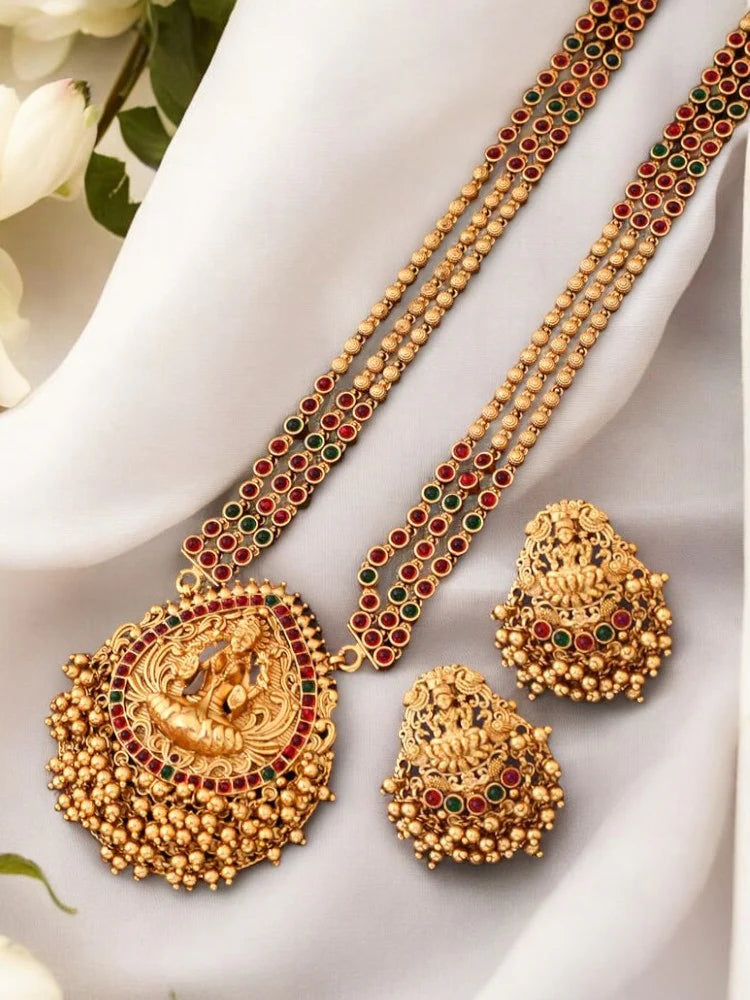 Golden Chinnamasta Temple Jewellery Set