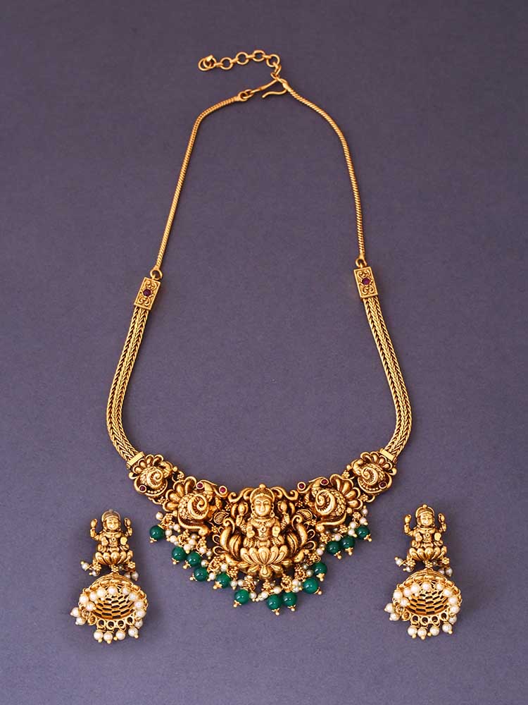 Golden Devi Temple Jewellery Set