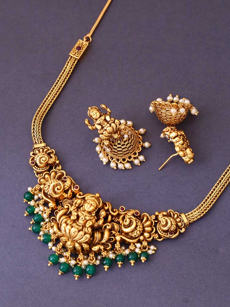 Golden Devi Temple Jewellery Set