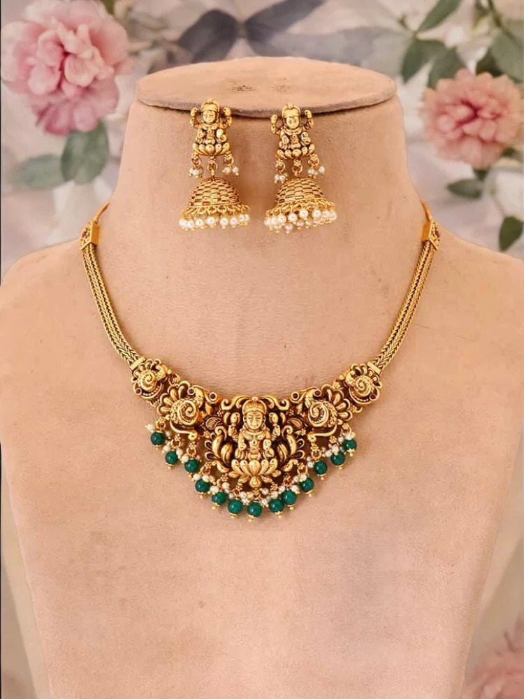 Golden Devi Temple Jewellery Set