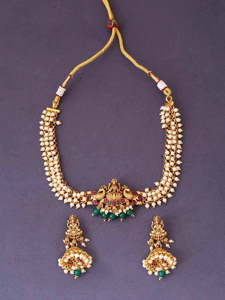 Golden Doorja Temple Jewellery Set