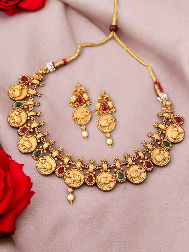 Golden Janardana Temple Jewellery Set