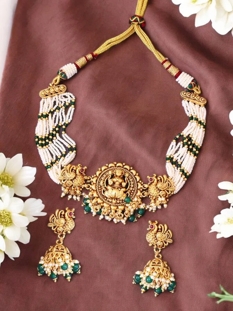 Golden Jayathi Temple Jewellery Set