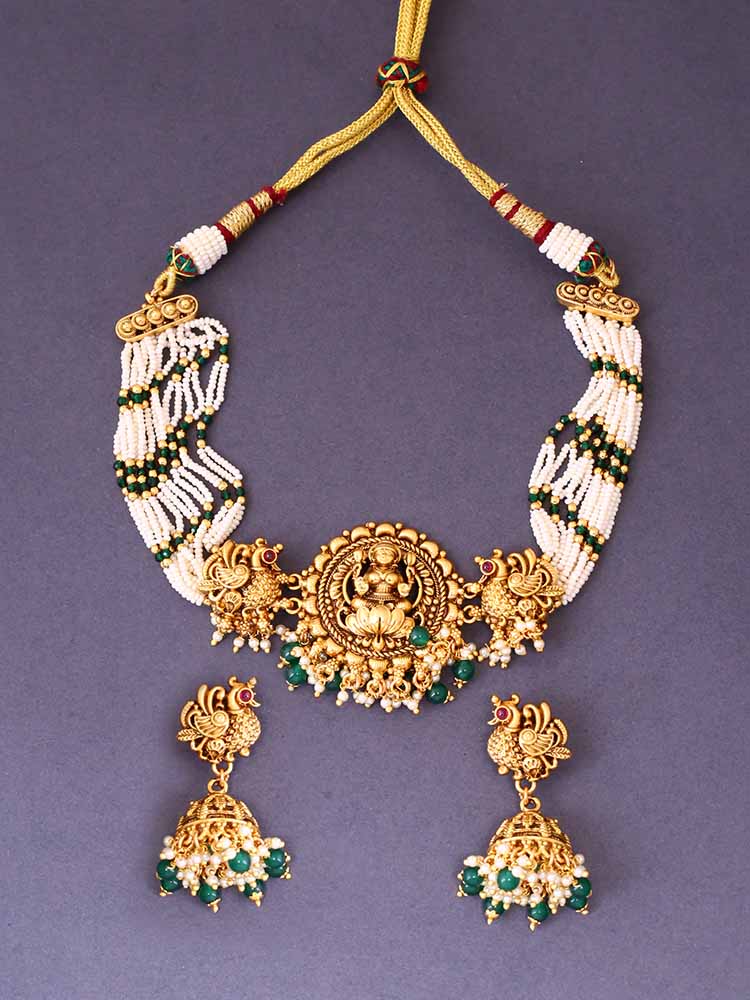 Golden Jayathi Temple Jewellery Set