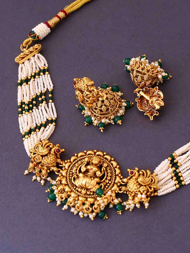 Golden Jayathi Temple Jewellery Set