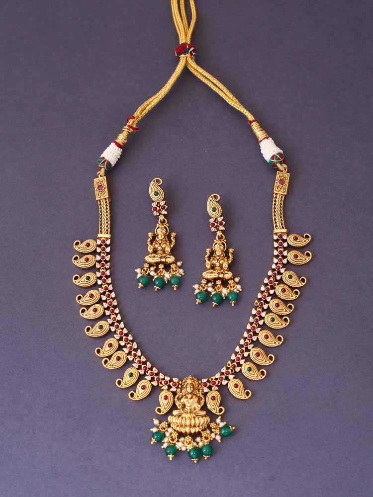 Golden Kanchan Temple Jewellery Set