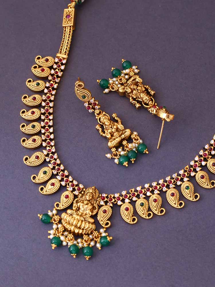 Golden Kanchan Temple Jewellery Set