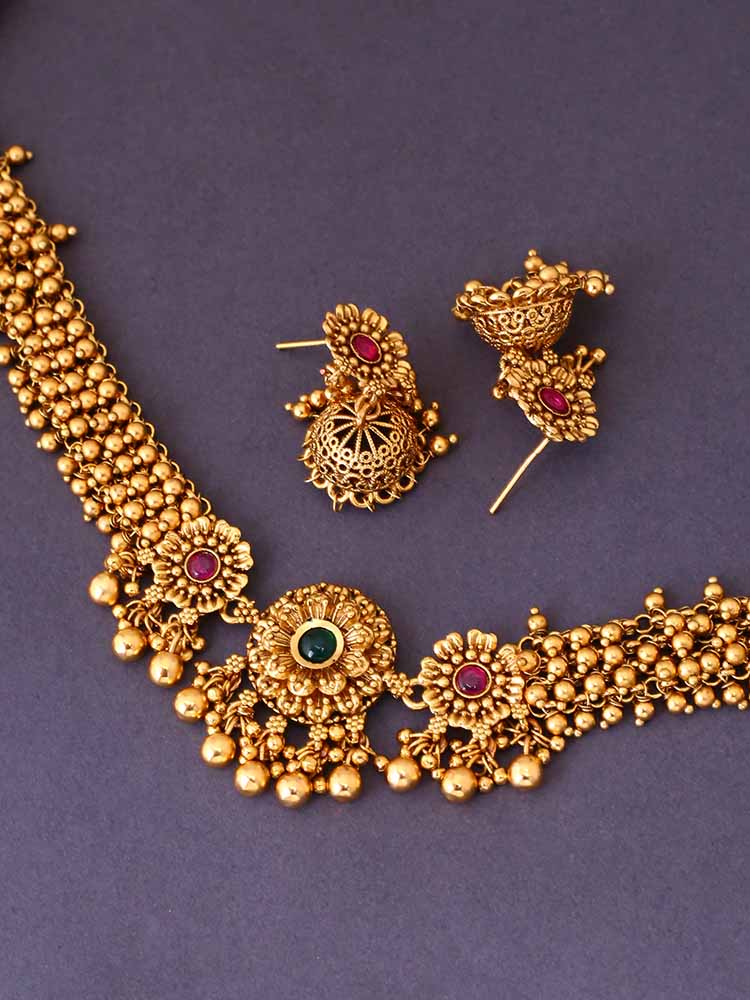 Golden Kanika Antique Jewellery Set