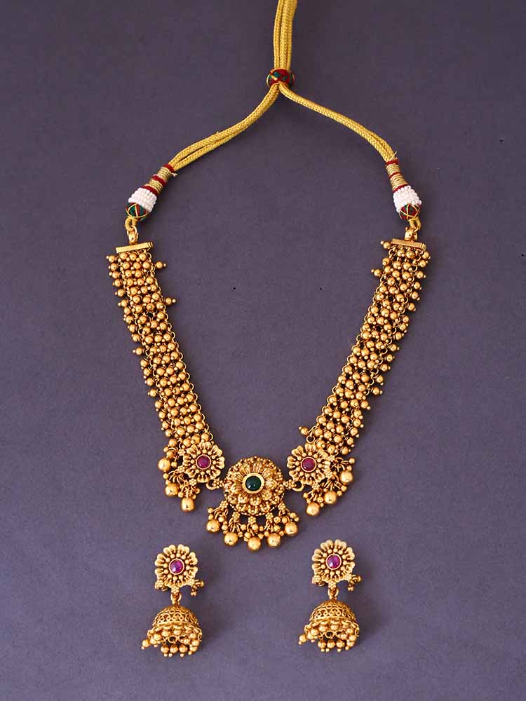 Golden Kanika Antique Jewellery Set