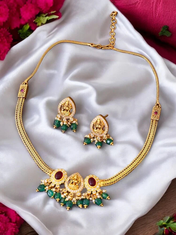 Golden Kurma Temple Jewellery Set