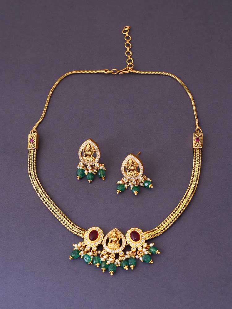 Golden Kurma Temple Jewellery Set