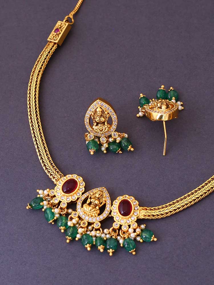 Golden Kurma Temple Jewellery Set