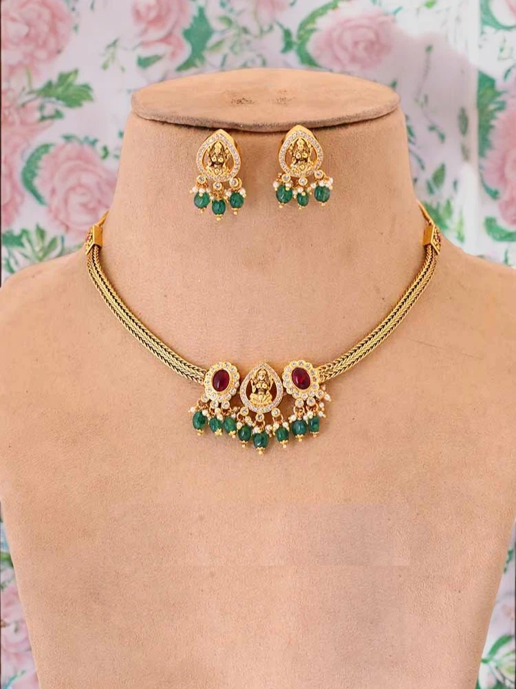 Golden Kurma Temple Jewellery Set