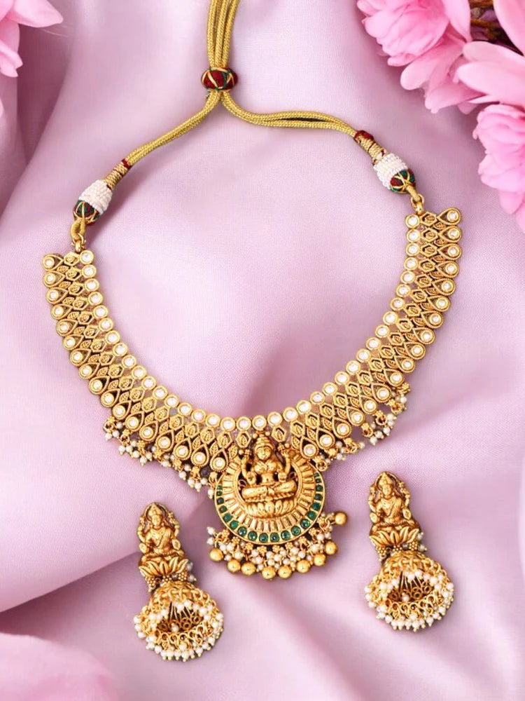 Golden Nandika Temple Jewellery Set