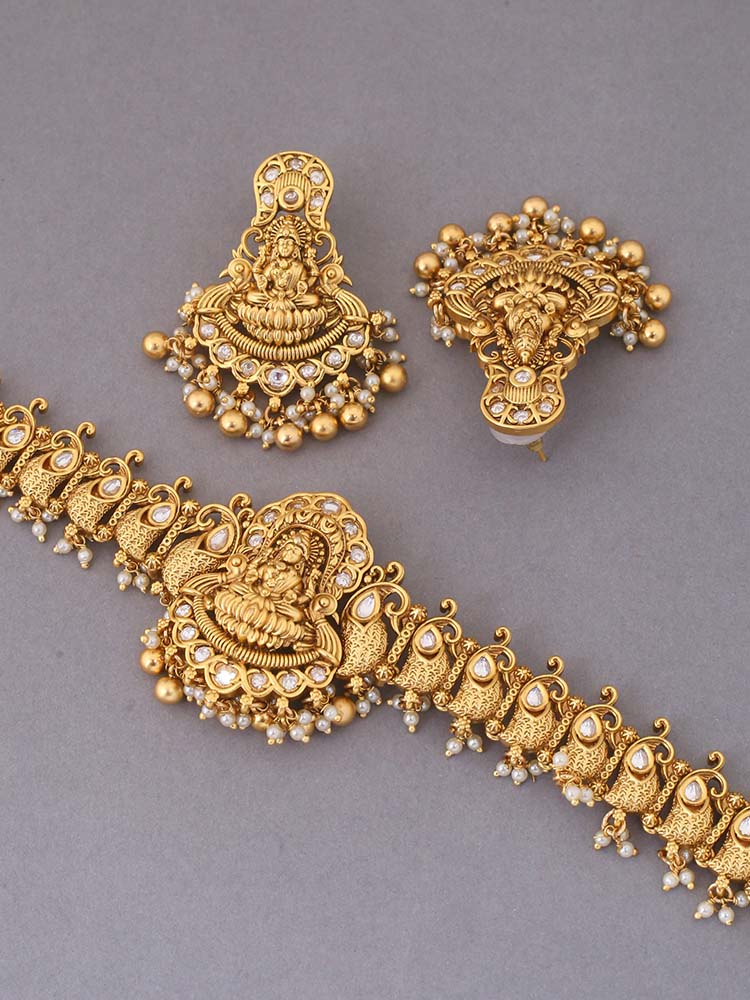 GOLDEN PUSTI TEMPLE JEWELLERY SET